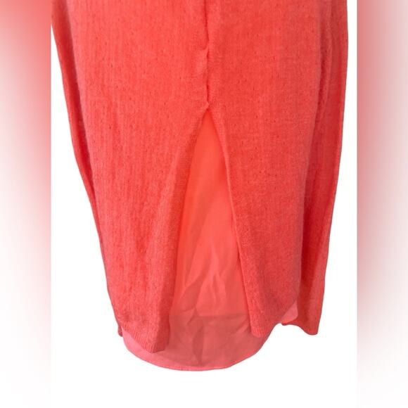 St. John Mohair, Alpaca, Silk Coral Pink Drape Oversized Burnout Sweater- Medium - Picture 5 of 13
